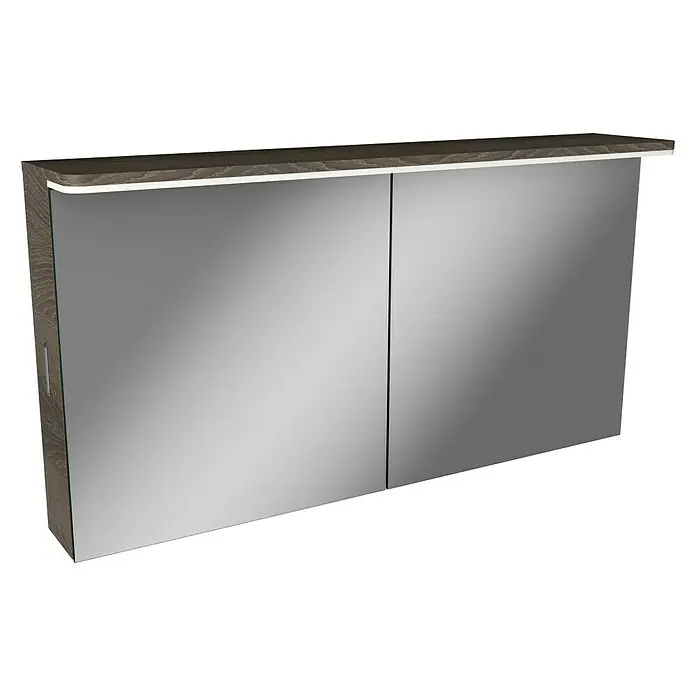 Modern 3.0 LED-Spiegelschrank - B x H: 120 x 68,4 cm, Mit Beleuchtung, Spanplatte, Eiche Maron - Rechte Seitenansicht
