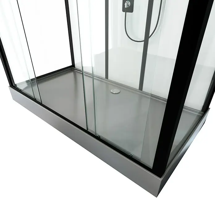 Designdusche Indus - 170 x 75 x 215 cm, Anthrazit/Silbergrau - Vorderansicht
