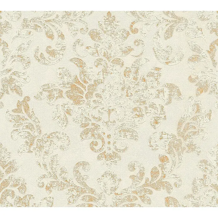AS Creation Neue Bude 2.0 ED II Vliestapete Damask - Weiß/Gold, Ornament, 10,05 x 0,53 m - Detailaufnahme