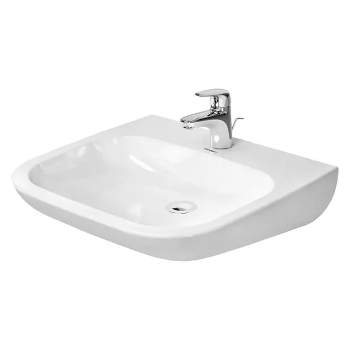 Duravit D-Code Waschtisch Vital Med - 60 x 55,5 cm, Ohne Spezialglasur, Hahnloch: Mitte, Ohne Überlauf, Weiß - Vorderansicht