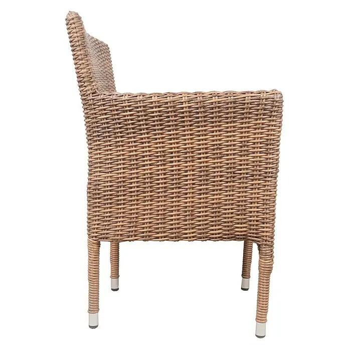 Sillón de jardín Rouen - An x Pr x Al: 59 x 61,5 x 87 cm, Ratán sintético, Marrón, Apilable
