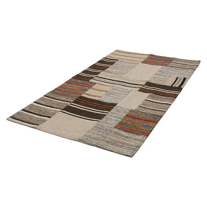 Kayoom Flachgewebeteppich Intenso 220 - Natural, 150 x 80 cm, 80 % Wolle, 20 % Baumwolle - Linke Seitenansicht