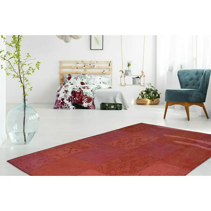 Kayoom Flachgewebeteppich Lyrical 210 - Rot, 170 x 120 cm, 100 % Baumwolle - Stimmungsaufnahme