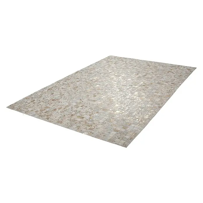 Kayoom Echtlederteppich Rocket I - Elfenbein/Gold, 150 x 80 cm, 100 % Leder - Linke Seitenansicht