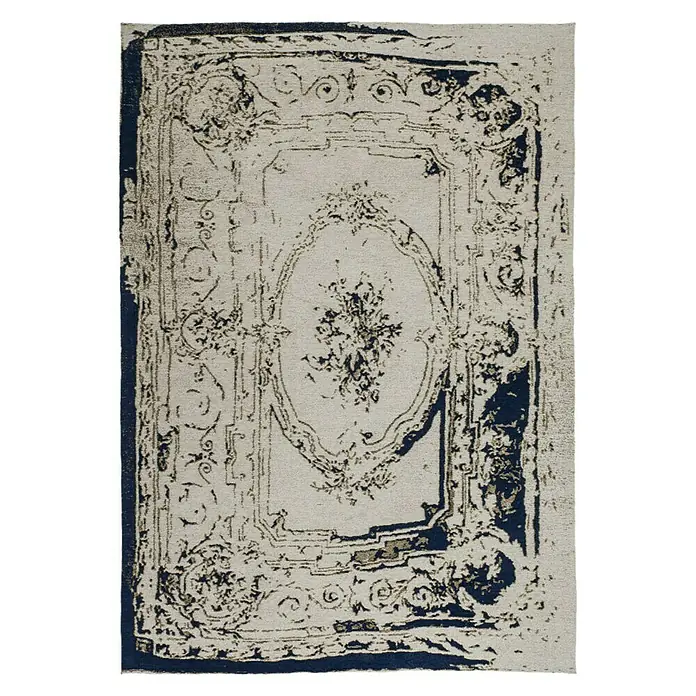 Kayoom Flachgewebeteppich Sitar 740 - Grau/Blau, 170 x 120 cm, 100 % Polyester - Ansicht von oben