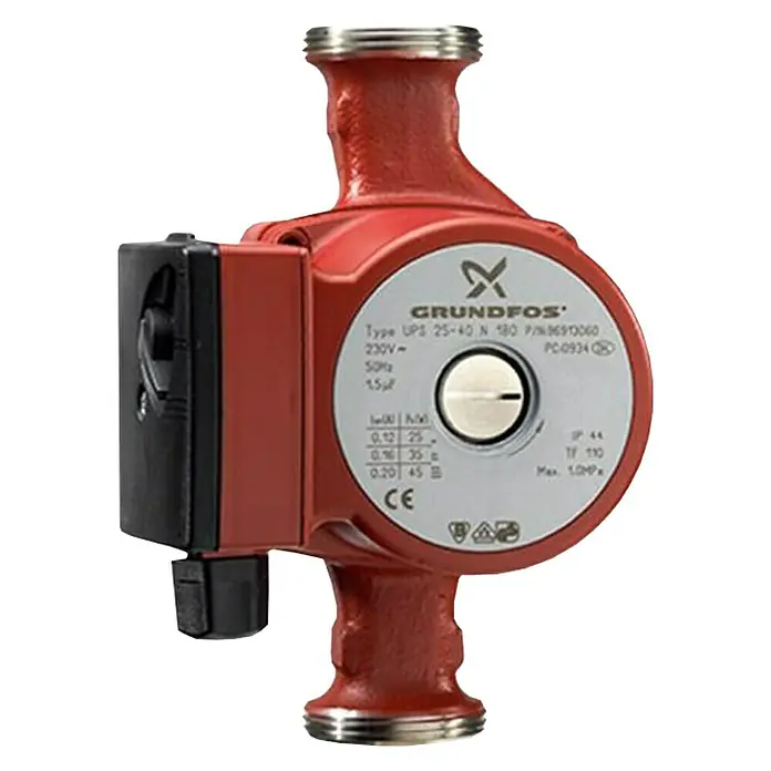 Grundfos Zirkulationspumpe UP 20-30 N - Förderhöhe: 3 m, Leistungsaufnahme: 75 W, Einbaulänge: 150 mm - Ansicht von oben