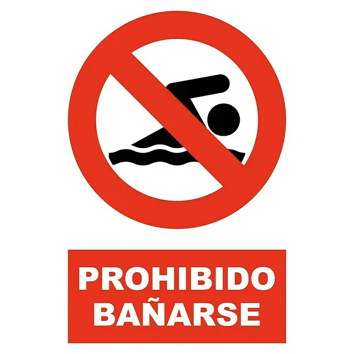 Cartel - Rojo/Blanco, Prohibido bañarse