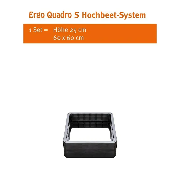 Garantia Hochbeet Ergo Quadro S - 60 x 60 x 25 cm, Kunststoff