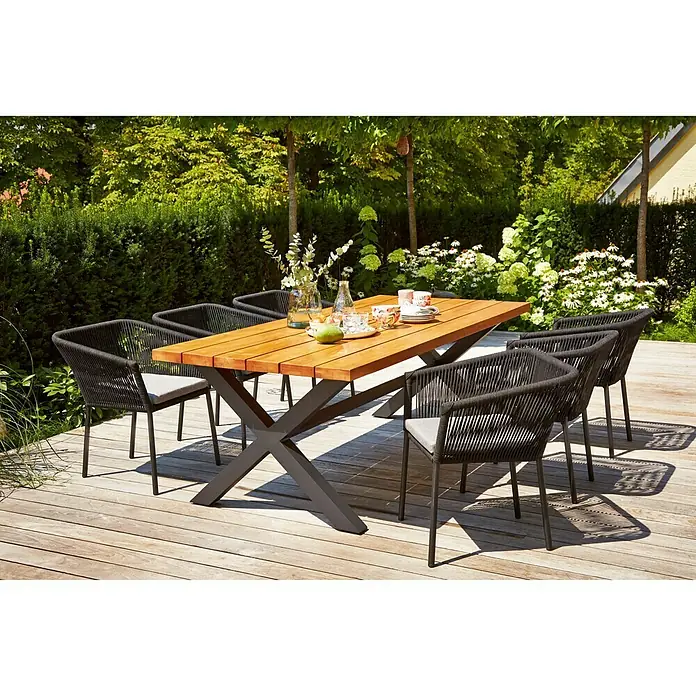 Mesa de jardín Alessia - L x An: 220 x 100 cm, Material del tablero de la mesa: Madera