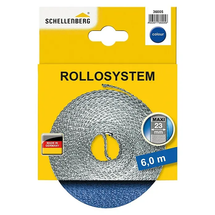 Schellenberg Rollladengurt - Royalblau, Länge: 6 m, Gurtbreite: 23 mm - Vorderansicht