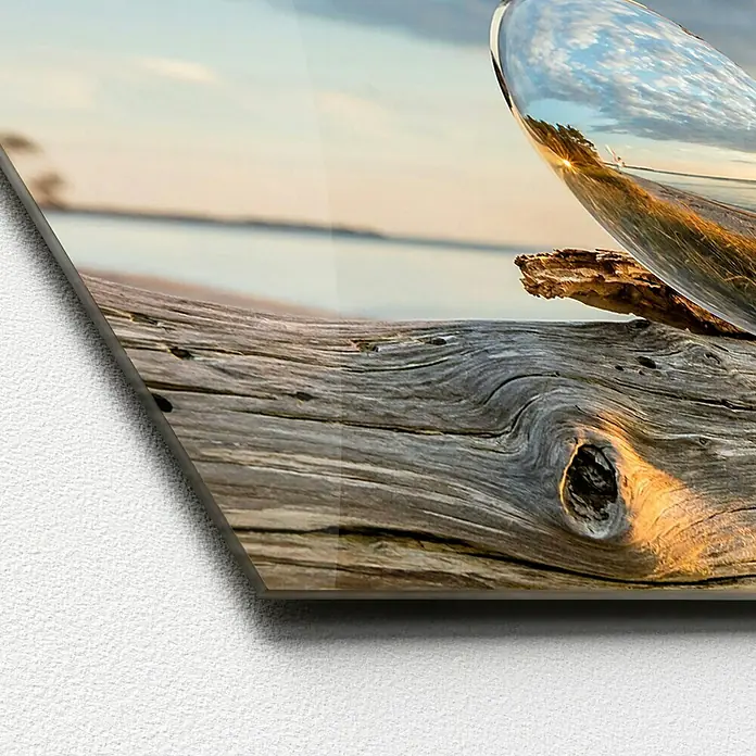 ProArt Glasbild - Drop on Wood, B x H: 80 x 30 cm - Detailaufnahme