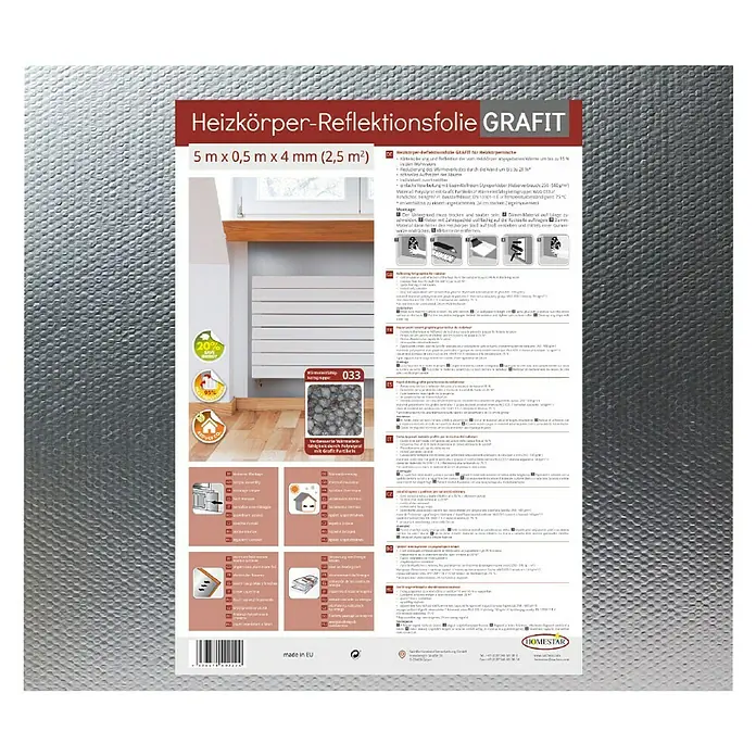 Dämmplatte Grafit - Kaschierung: Aluminium, 50 x 50 x 0,4 cm, Inhalt ausreichend für ca.: 2 m², 8 Stk. - Vorderansicht