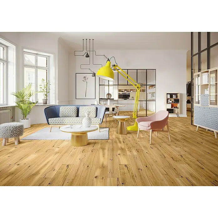 Fertigparkett Eiche matt lackiert - 2.200 x 180 x 14 mm, Landhausdiele - Stimmungsaufnahme