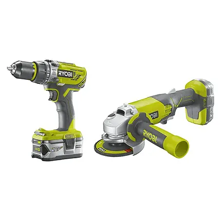 Ryobi  Set taladro atornillador percutor de batería R18PDAG-242S