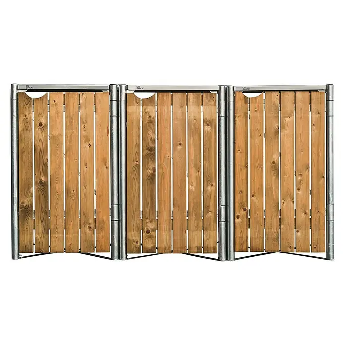 Hide Mülltonnenbox - 63,4 x 181,5 x 115,2 cm, Passend für: 3 Mülltonnen 110 - 140 l, Natur, Holz