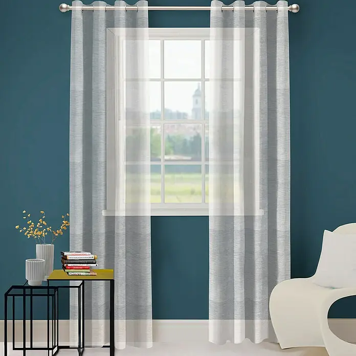 Cortina con ollaos Diego - 140 x 250 cm, 100% poliéster fil coupé, Blanco