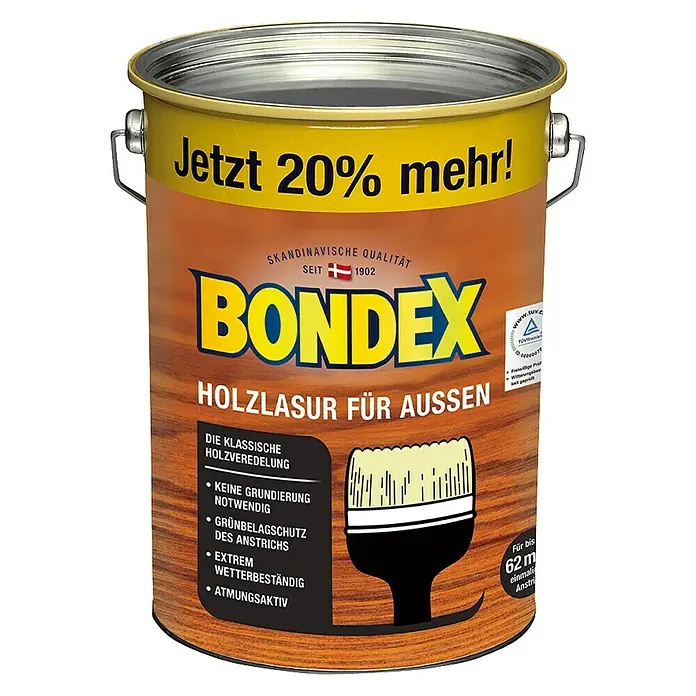 Bondex Holzlasur für Außen - Oregon Pine, Seidenmatt, 4,8 l, Lösemittelbasiert, Alkydharz, Aromatenfreies Testbenzin