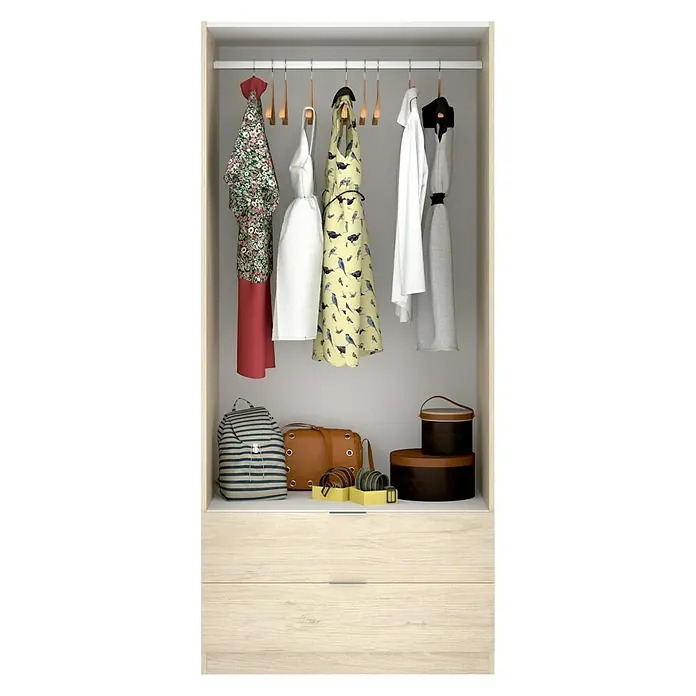 Armario para ropa Essen con cajones - L x An x Al: 52 x 81 x 184 cm, Natural