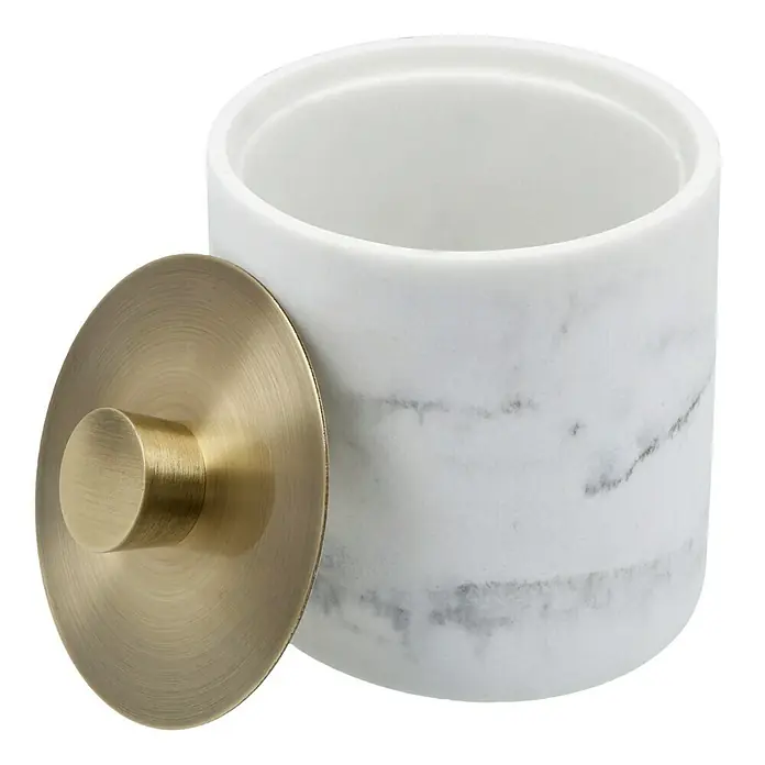 Camargue Wattepadspender Marmel - Polyresin, Weiß/Gold