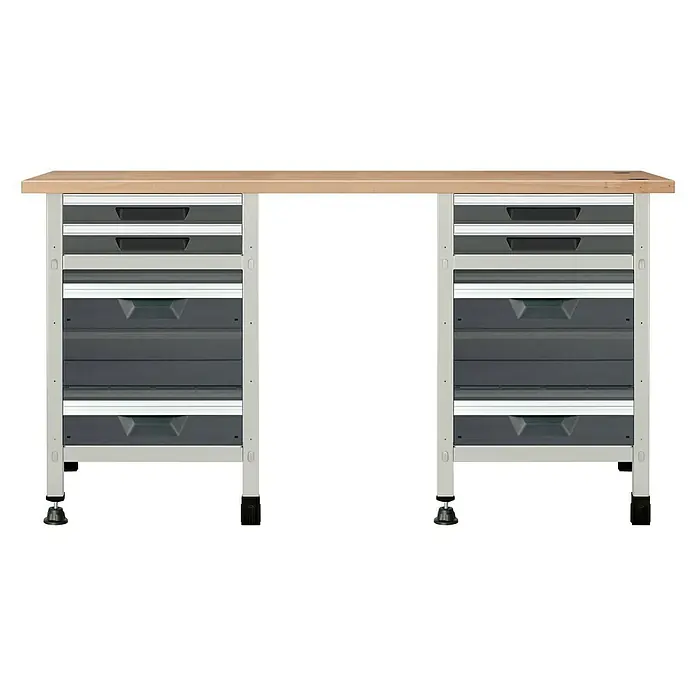 Wolfcraft Banco de trabajo 1610 - 4 - L x An x Al: 65 x 161 x 86 cm, Número de cajones: 8 ud.