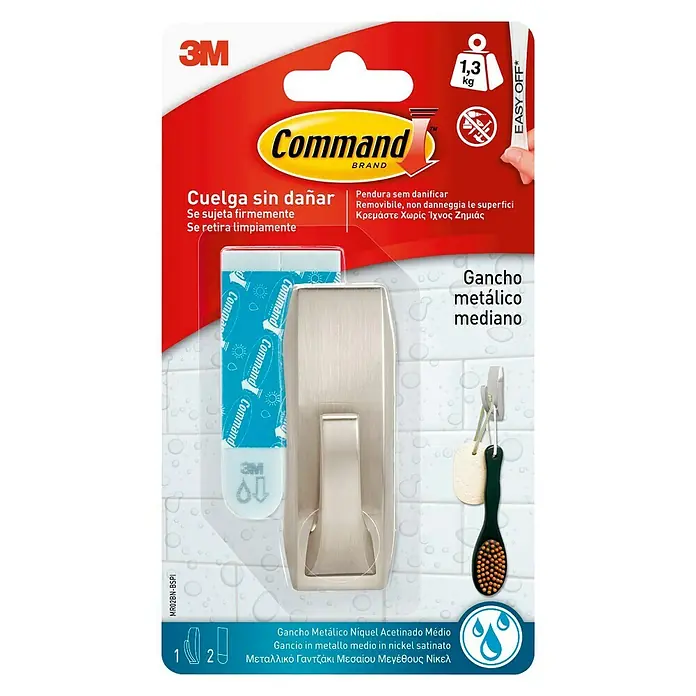 3M Command Colgador adhesivo MR02-SN-B - 1 ud., Plástico, Níquel