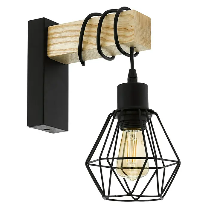 Eglo Aplique de pared - 60 W, Negro/Marrón, E27