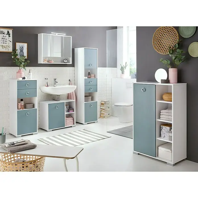 Schildmeyer Kimi LED-Spiegelschrank - B x H: 70 x 60,5 cm, Mit Beleuchtung, Spanplatte, Weiß - Stimmungsaufnahme