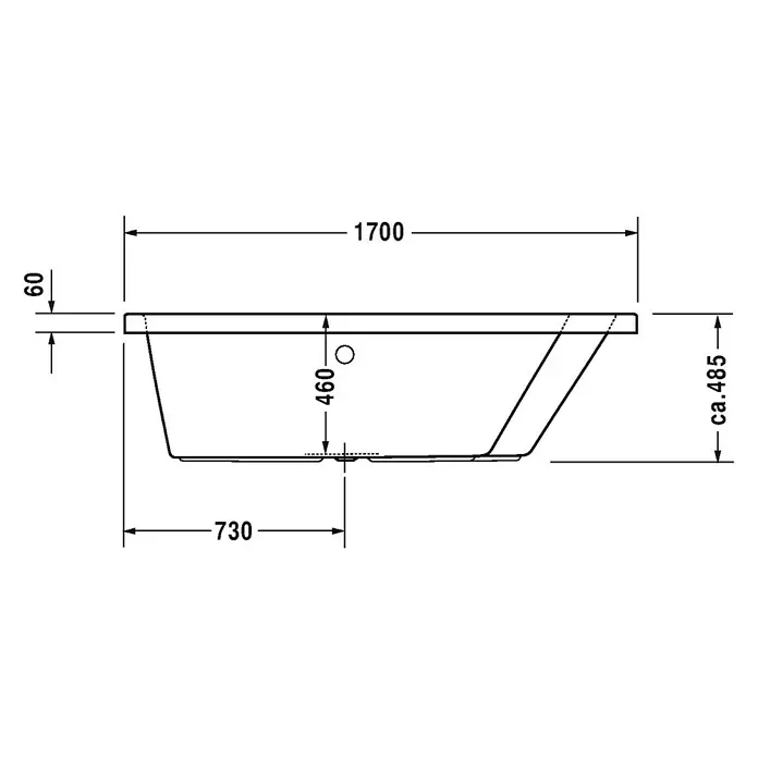 Duravit Badewanne Paiova - 170 x 130 cm, Raumecke Rechts, Sanitäracryl, Weiß - Vorderansicht