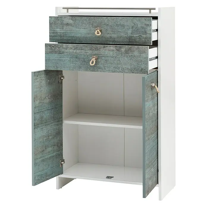 Schildmeyer Sailor Highboard - 65 x 33 x 114 cm, Weiß, Patina - Anwendungsbeispiel