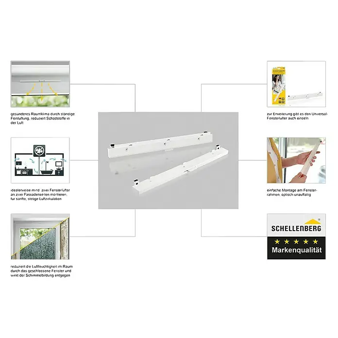 Schellenberg Fensterlüfter-Set - L x B x H: 293 x 21 x 9,5 mm, Weiß, 2 Stk.