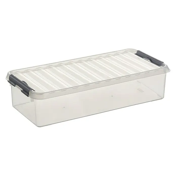 Sunware Aufbewahrungsbox Q-Line - L x B x H: 48,5 x 19 x 10,5 cm, Kunststoff, Transparent, Farbe Griff: Schwarz - Linke Seitenansicht