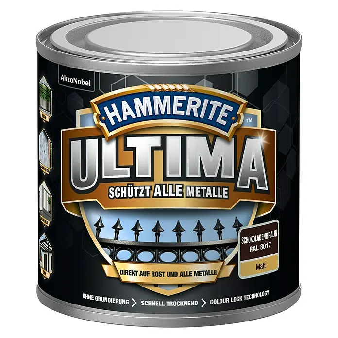 Hammerite Metall-Schutzlack ULTIMA - RAL 8017, Schokoladenbraun, 250 ml, Matt