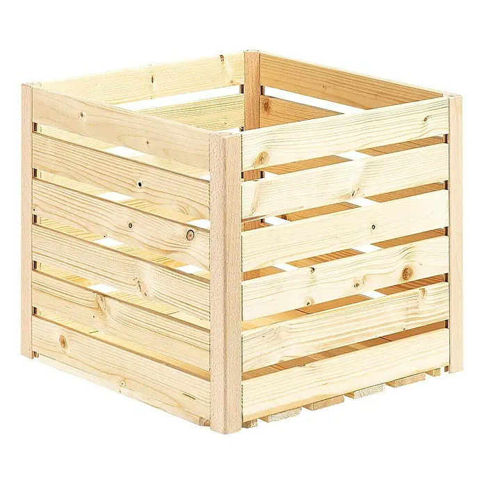 HolzZollhaus Holzkiste A 1/2 - 35 x 35 x 32 cm, Gehobelt, Natur - Vorderansicht