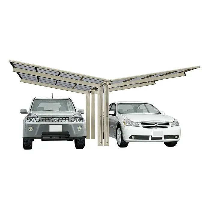 Ximax Carport LINEA Y 60 - 4,9 x 5,4 m, Einfahrtshöhe: 2,2 m, Edelstahloptik, Schneelast: 75 kg/m²