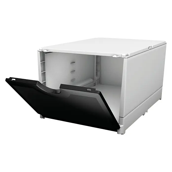 Surplus Systems Aufbewahrungsbox Plus Box - Weiß/Schwarz, 39,8 x 26,5 x 20,7 cm, Stapellast: 50 kg - Linke Seitenansicht