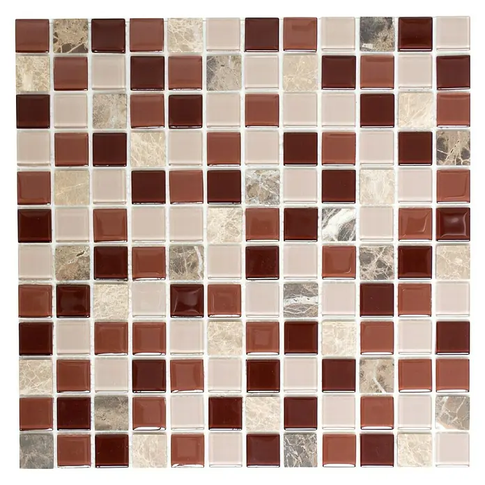 Samoljepljiva mozaik pločica SAM 4CM352 - 30 x 30 cm, Staklo, Bež-smeđe boje - Pogled sprijeda
