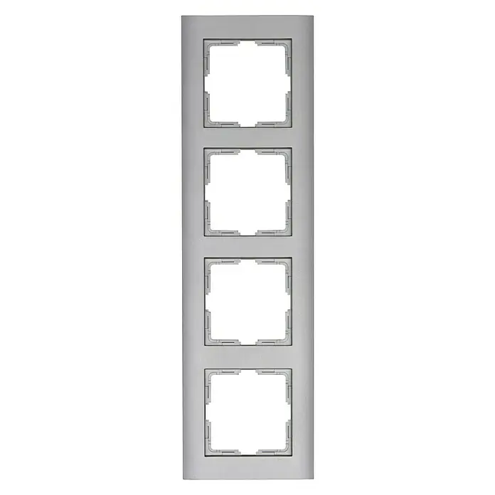 Voltomat Verona Afdekraam - Zilver, 4 voudig, Kunststof, Inbouw - Vooraanzicht