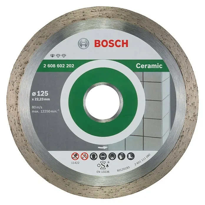 Bosch Professional Dijamantna rezna ploča Standard Ceramic - Promjer rezne ploče: 125 mm, Prikladno za: Kamene pločice - Pogled sprijeda