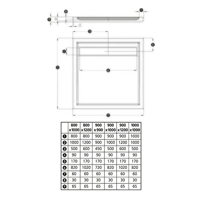 Ottofond Duschwanne Plano-Board - 80 x 100 cm, Sanitäracryl, Weiß - Ansicht von oben