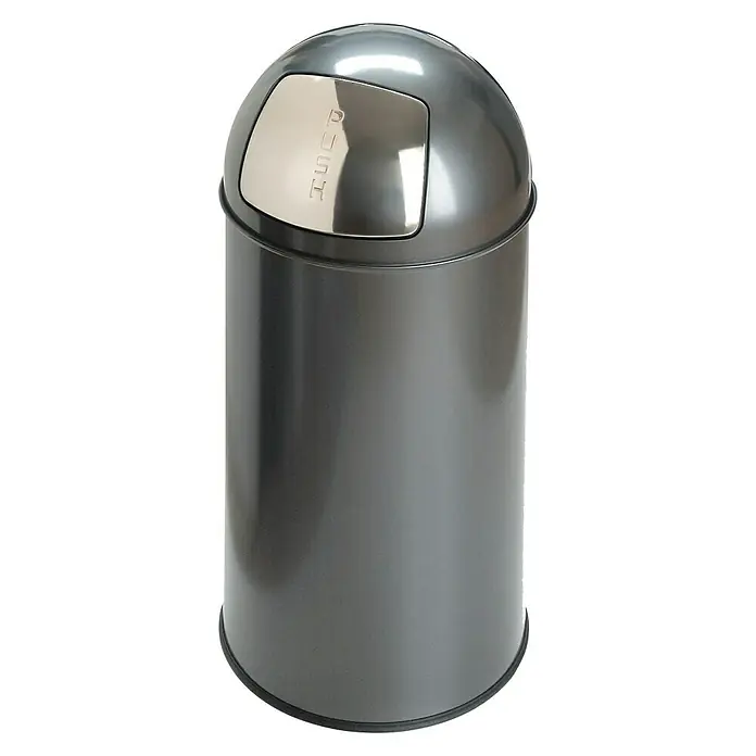 Vepa Bins Abfalleimer Pushcan - 40 l, Farbe: Silber Metallic, Rund, Metall - Vorderansicht