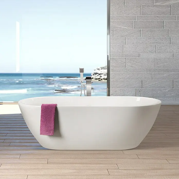 Ottofond Freistehende Badewanne Dorado - 190 x 90 cm, Sanitäracryl, Weiß - Vorderansicht