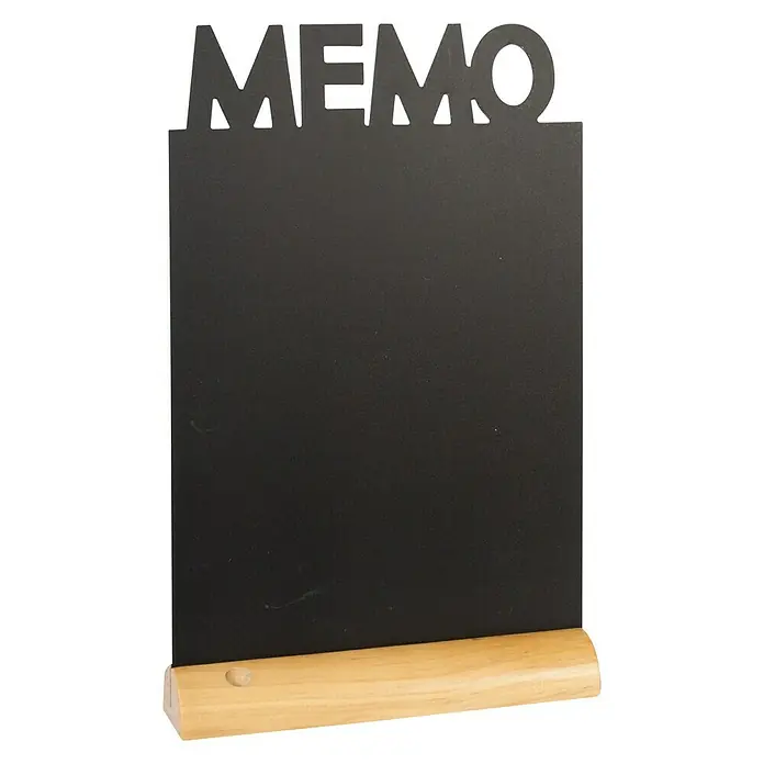 Pizarra de pared - Memo, Pizarra con marcador, Pie de madera - Vista frontal