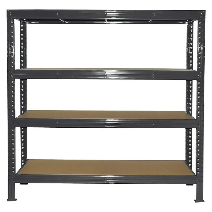 Metalni regal za teški teret Super Heavy - 60 x 200 x 200 cm, Nosivost: 1.000 kg/polica, Uticanje - Pogled sprijeda