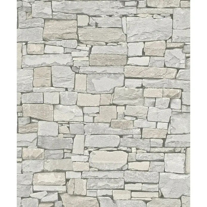 Rasch Vliestapete - Beige, Steinoptik, Feine Struktur, 10,05 x 0,53 m - Vorderansicht