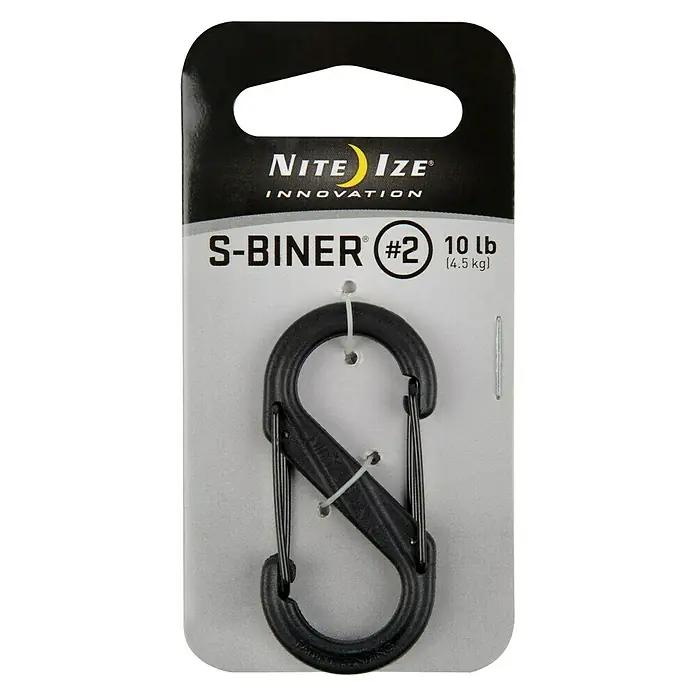 Nite Ize Mosquetón doble - 76 x 50 mm, Plástico, Negro, Resistencia a la tracción: 4,5 kg - Vista frontal