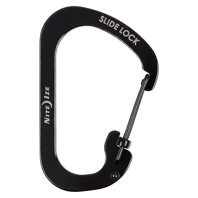 Nite Ize Karabinerhaken Slide Lock - 7,9 x 5,2 cm, Edelstahl, Schwarz, Zugfestigkeit: 33 kg - Vorderansicht