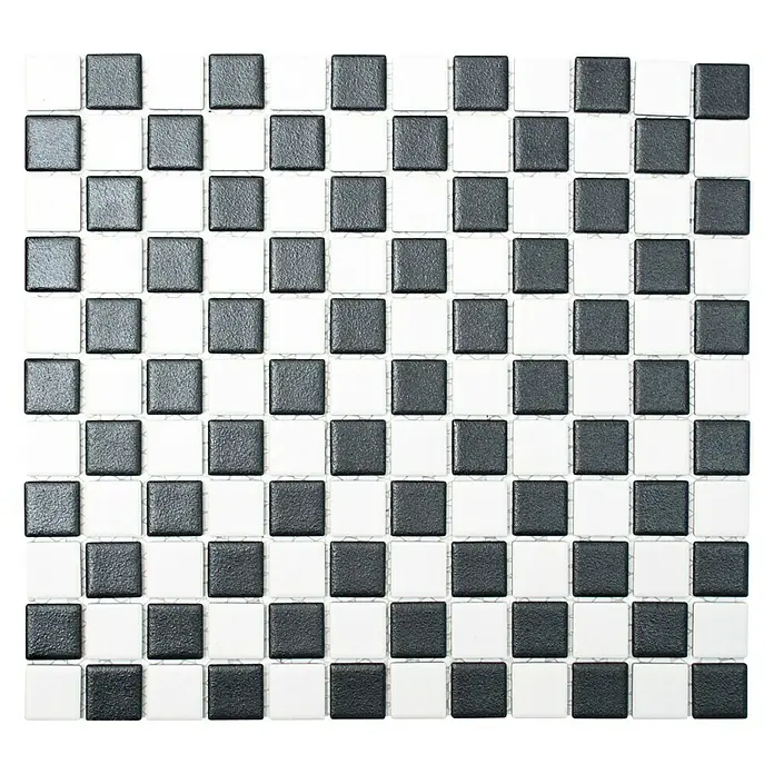 Mosaikfliese Quadrat AT 149 - 32,6 x 30 cm, Schwarz/Weiß, Matt - Ansicht von oben