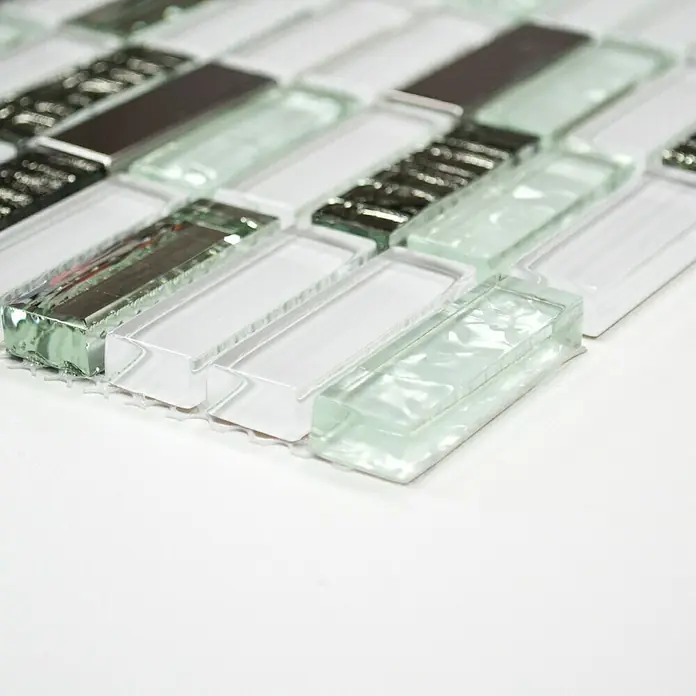 Mosaikfliese Crystal Mix XCM SM28 - 29,8 x 30,4 cm, Weiß, Glänzend - Vorderansicht