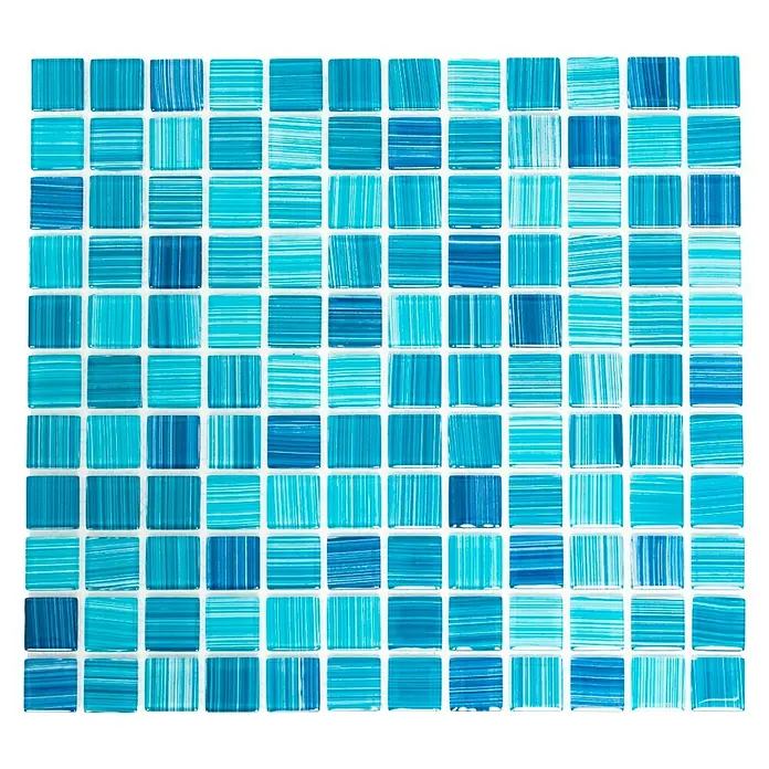 Mosaikfliese Quadrat Crystal CM 4285 - 32,7 x 30,2 cm, Blau, Glänzend - Ansicht von oben