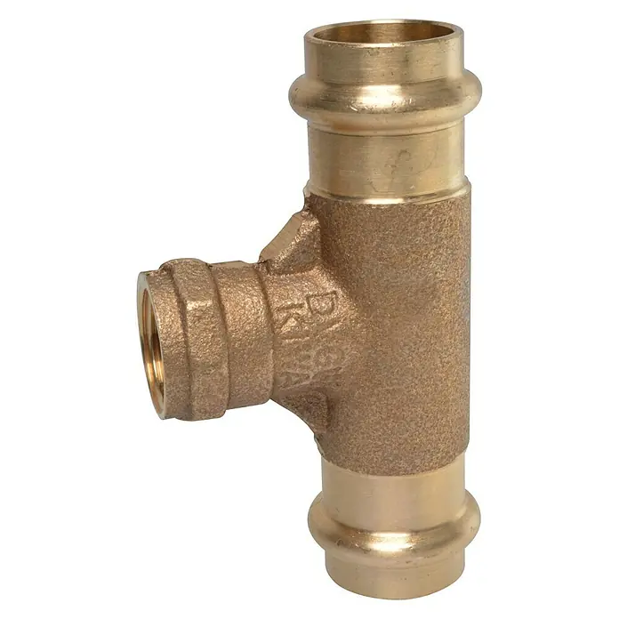Press-RG-T-Stück - Durchmesser: 22 mm, Innengewinde: ½″, Presskontur: V - Vorderansicht